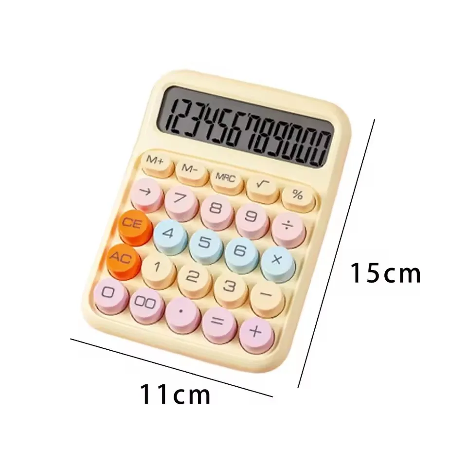 1pc teclado calculadora escritório calculadora mecânica de 12 dígitos bonito doce cor calculadora desktop papelaria