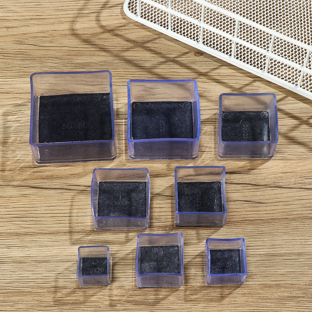 4Pcs Rubber Square Rectangle Floor Protector Pads Chair Leg Caps Table Foot Dust Cover Socks Pipe Plugs Furniture Leveling Feet