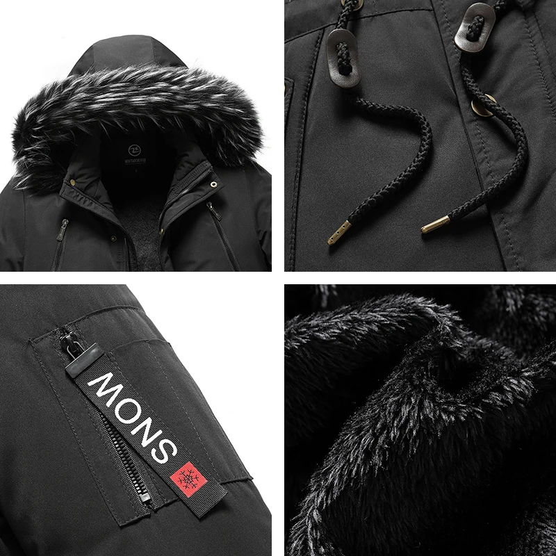 Chaqueta cálida de invierno para hombre, Parkas informales de algodón a prueba de viento, abrigo para hombre con Cuello de piel, prendas de vestir gruesas, chaqueta con sombrero desmontable para hombre