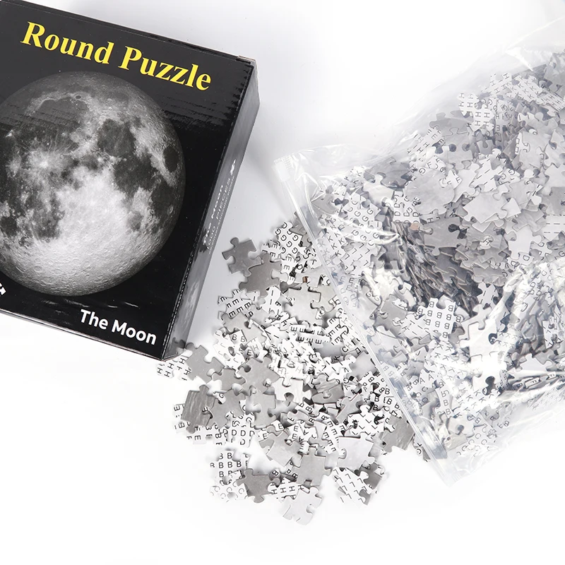 Adult Round Puzzle 1000 Pieces Moon Challenge Games Learning Educational Puzzle Moon Puzzle Space Flat Puzzle Difficult  Toys