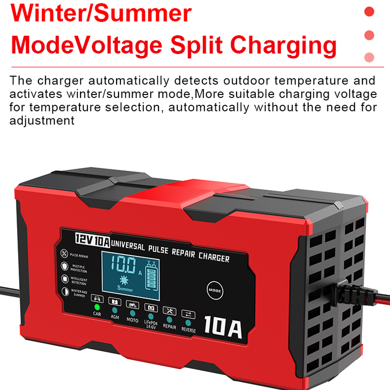 12V 10A 車のバッテリー充電器 14.6V 10A 鉄リチウム充電器 Lifepo4 鉛酸 AGM ゲル PB リチウム電池パルス修理
