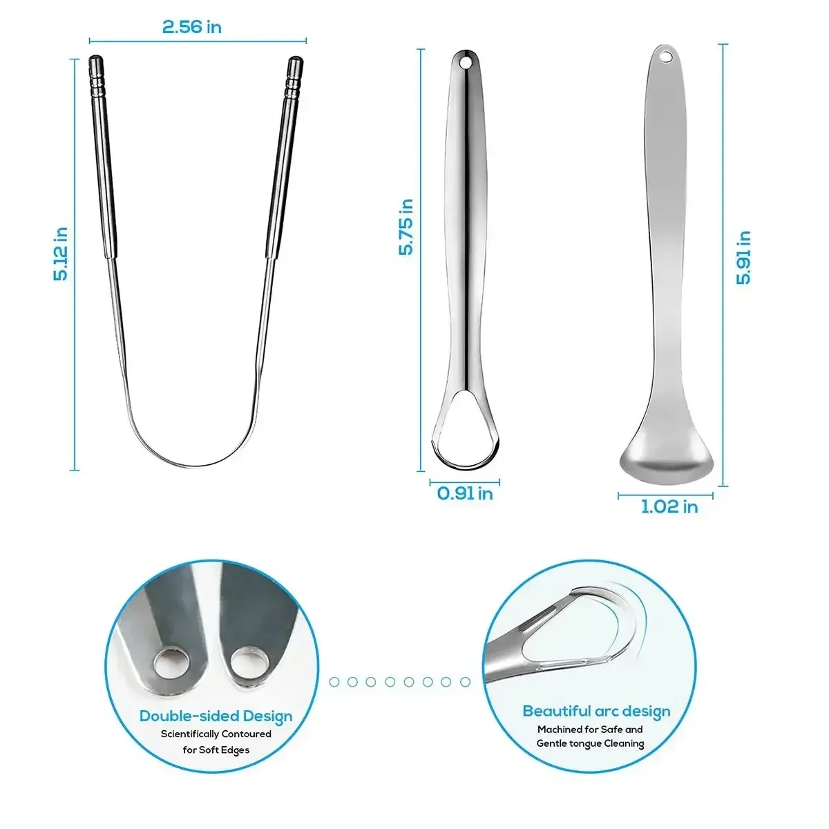 성인 및 어린이를위한 프리미엄 1pcs/3pcs 금속 혀 스크레이퍼 클리너, 제거를위한 휴대용 스테인레스 스틸 혀 스크레이퍼 브러쉬