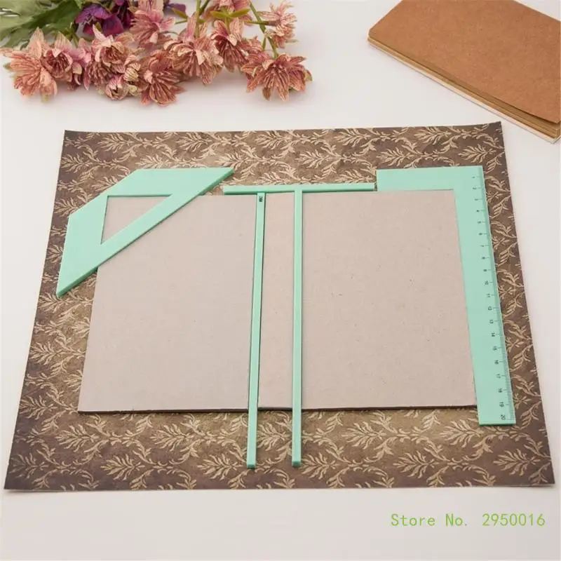Thước đóng sách Bộ công cụ đóng sách bao gồm thước chữ L, thước chữ T, thước kẻ khoảng cách, thước vuông cắt góc