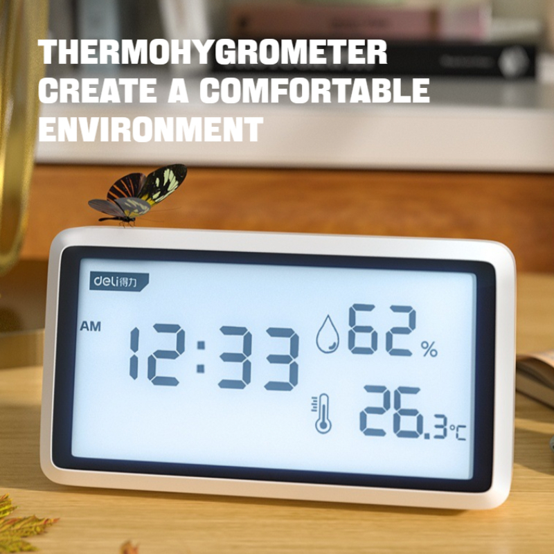 Electronic Temperature Humidity Meter - LCD Digital Clock Thermometer Hygrometer, Wall-Mounted High Precision Indoor Home Use