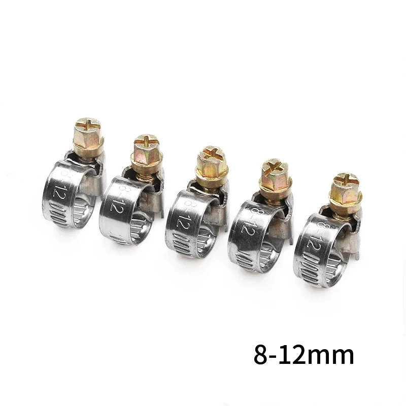 5/10 szt. Zaciski rurowe ze stali nierdzewnej, zaciski do węży paliwowych samochodowych, zaciski do węży z napędem ślimakowym, trwałe, antyoksydacyjne