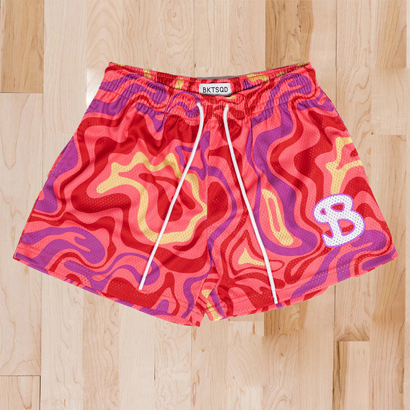 BKTSQD Nuevos pantalones cortos de verano para hombres, pantalones cortos deportivos de playa a la moda para hombres y mujeres, pantalones cortos deportivos de malla de secado rápido
