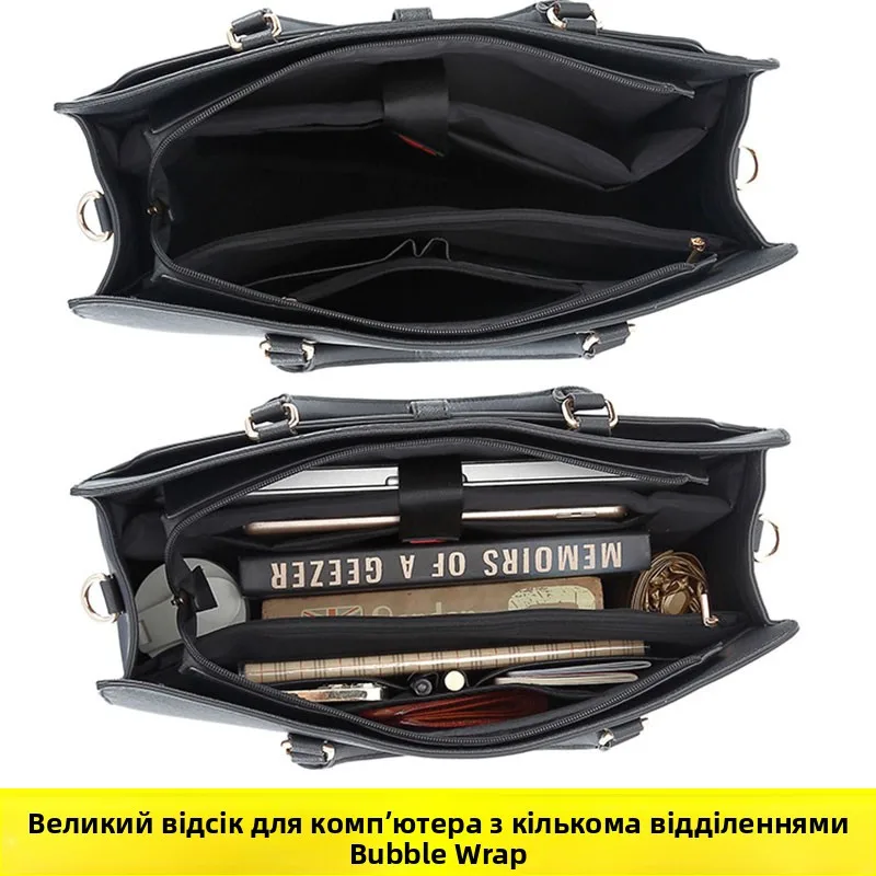 2025 New Ladies Handheld Briease Multi-Segmented Commuter A4 Document Bag Can Place 6-Inch Laptop Briease Busin Tote