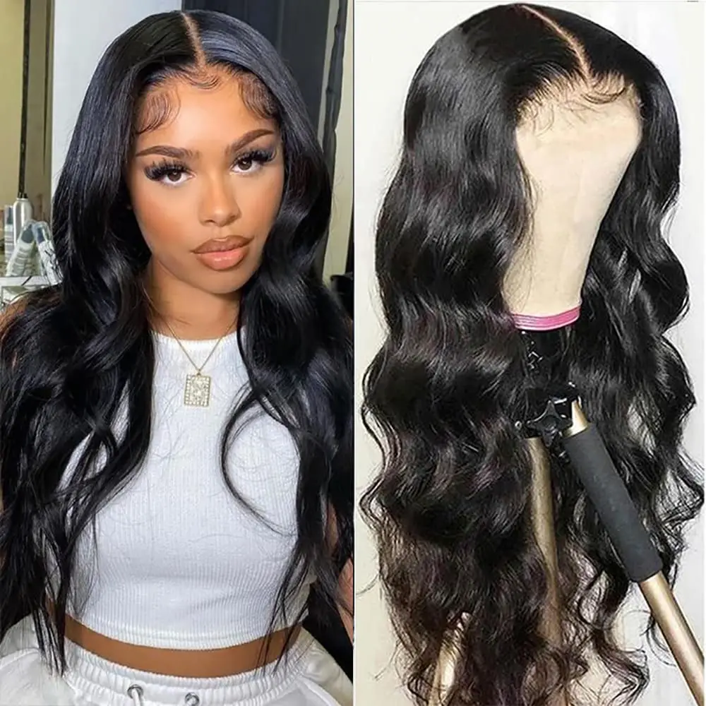 Pelucas delanteras de encaje ondulado para mujer, cabello humano 13x4, peluca Frontal de encaje transparente, pelucas sin pegamento prearrancadas, cabello humano para mujer