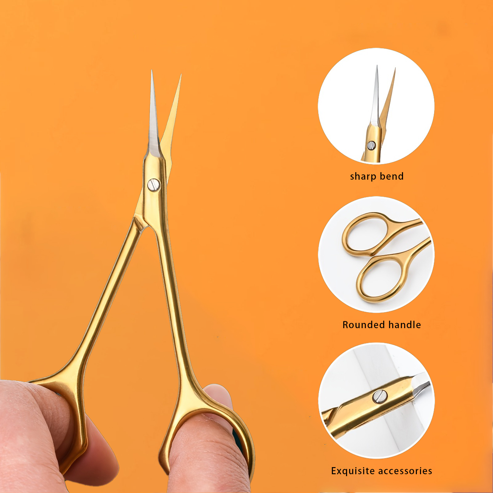 Ciseaux de toilettage professionnels, ciseaux à sourcils, petits ciseaux de manucure et de beauté incurvés en acier inoxydable pour femmes