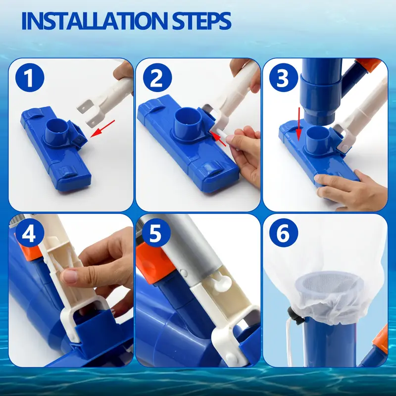 Upgrade 40" Portable Pool Vacuum Cleaner,Pool Underwater Vacuum Jet Cleaner w/Brush