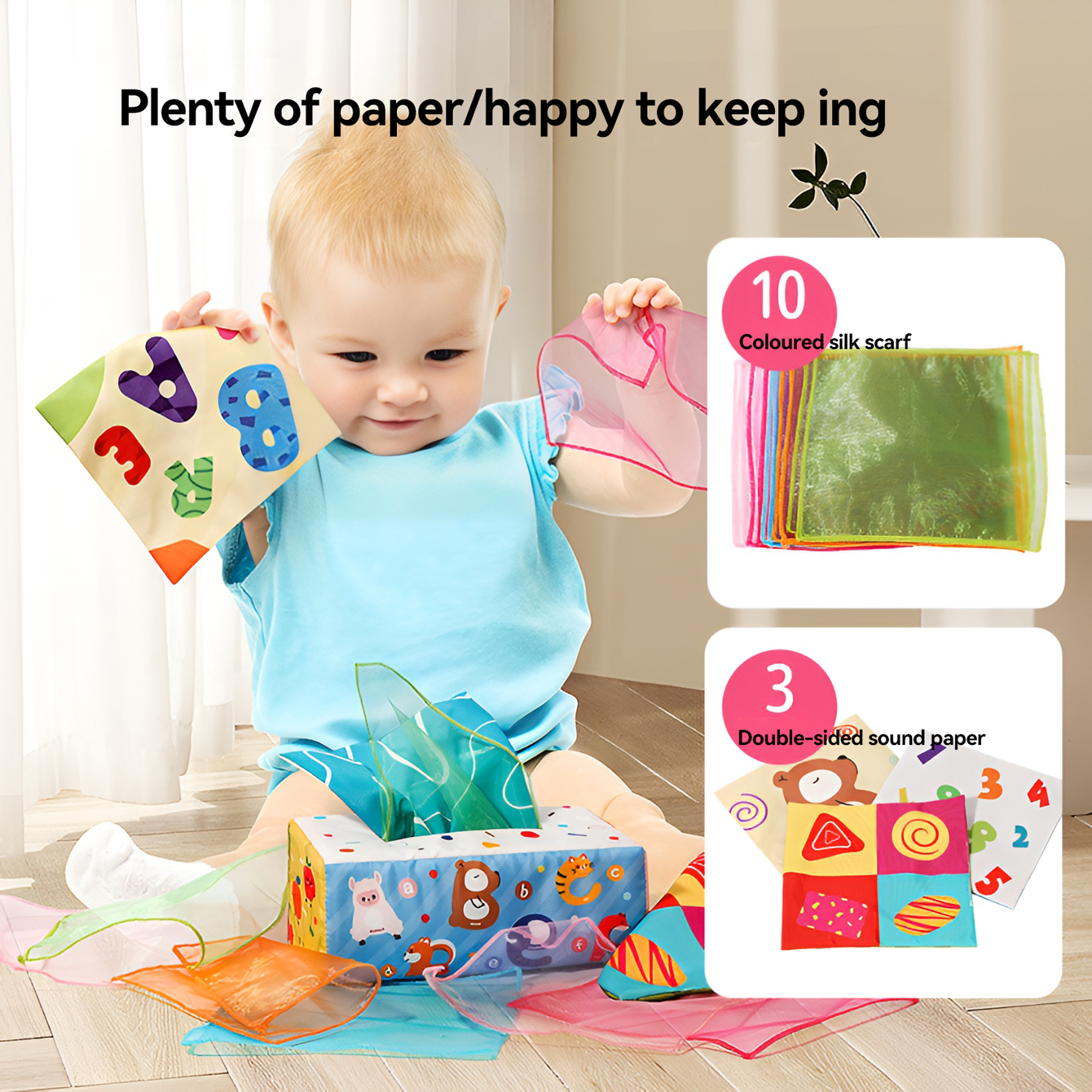 Fun Cartoon Unbreakable Cloth Book Ring Paper Tissue Box Toy