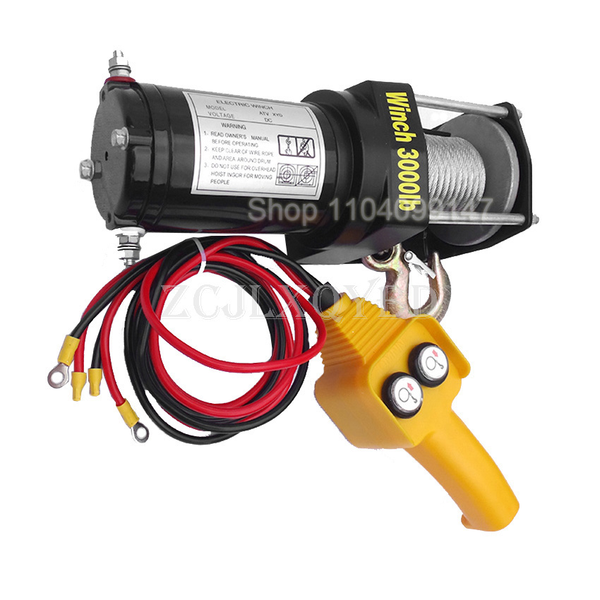Guincho elétrico para carro, 3000lbs, 12v, 24v, guindaste pequeno, auto-resgate, guincho elétrico, levantamento de tração