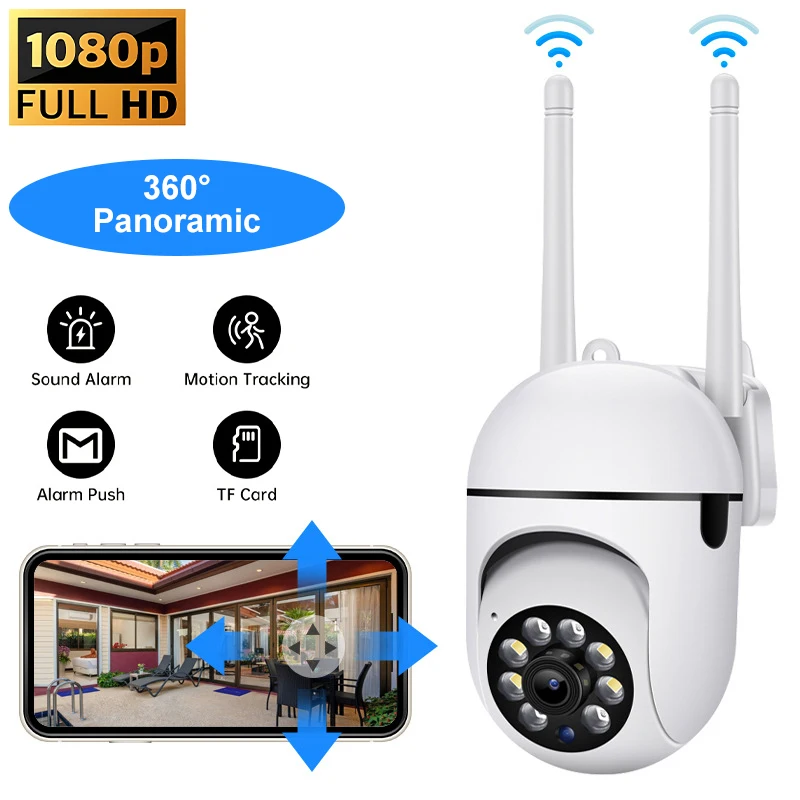 Cámara IP Wifi, cámaras de vigilancia de seguridad para exteriores de 2MP, seguimiento humano AI, Audio bidireccional, Zoom Digital 4X, visión nocturna a todo Color