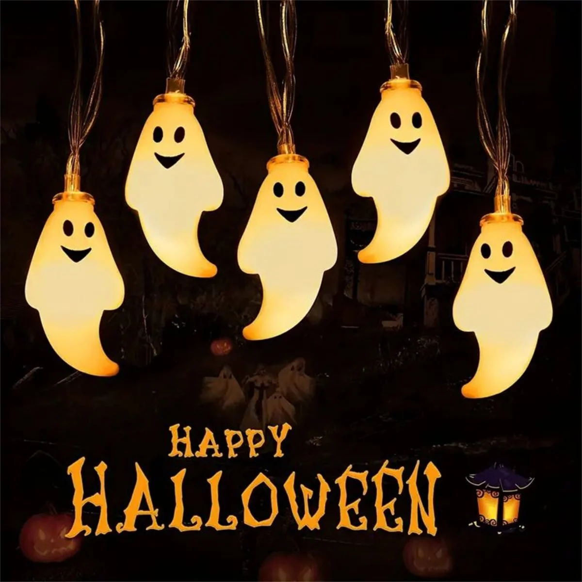 Sznurek świetlny LED, światła duchów na Halloween, dekoracja świątecznej atmosfery imprezy, aranżacja sceny festiwalu duchów świecących