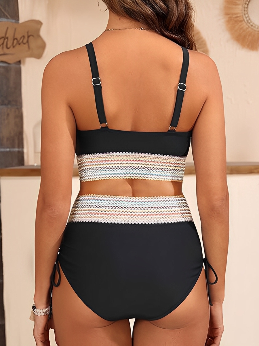 Bikinis mit V-Ausschnitt, 2025, Damen-Bademode mit hoher Taille, Kordelzug, Badeanzug, weibliche Strandmode, Sommer, Badegäste, Baden, Schwimmen, Badeanzug, XXL