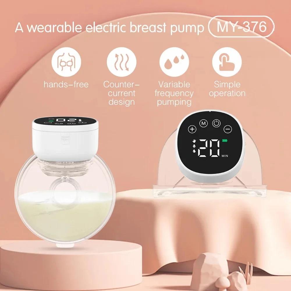Tire-lait électrique portable, mains libres, silencieux, Invisible, 3 Modes, 9 niveaux d'aspiration, capacité de 180ML, 2 pièces