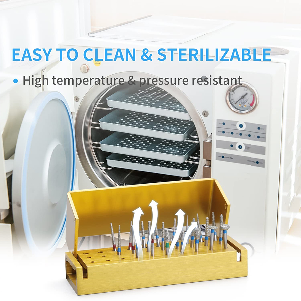 ELIJAH Tandheelkundige Boren Boor Desinfectie Blok FG Bur Sterilisatie Houder Autoclaveerbaar Aluminium 30 Gaten Tandheelkunde Materialen