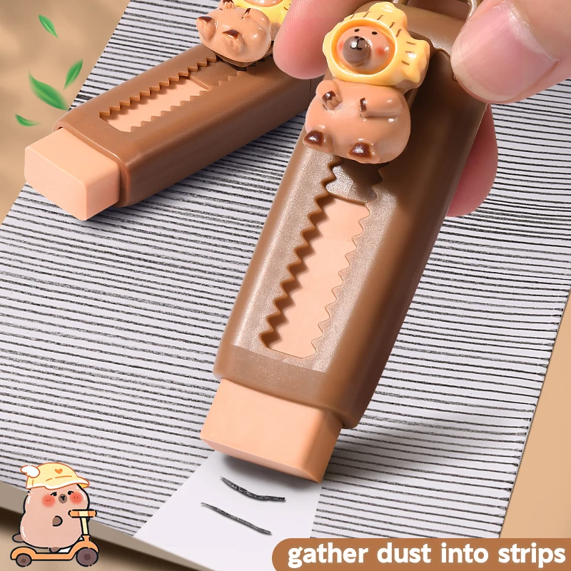 Kawaii Capybara Retractable ยางยางลบสีสุ่มน่ารักเกาหลีเครื่องเขียนอุปกรณ์สํานักงานโรงเรียนสําหรับ Back To School
