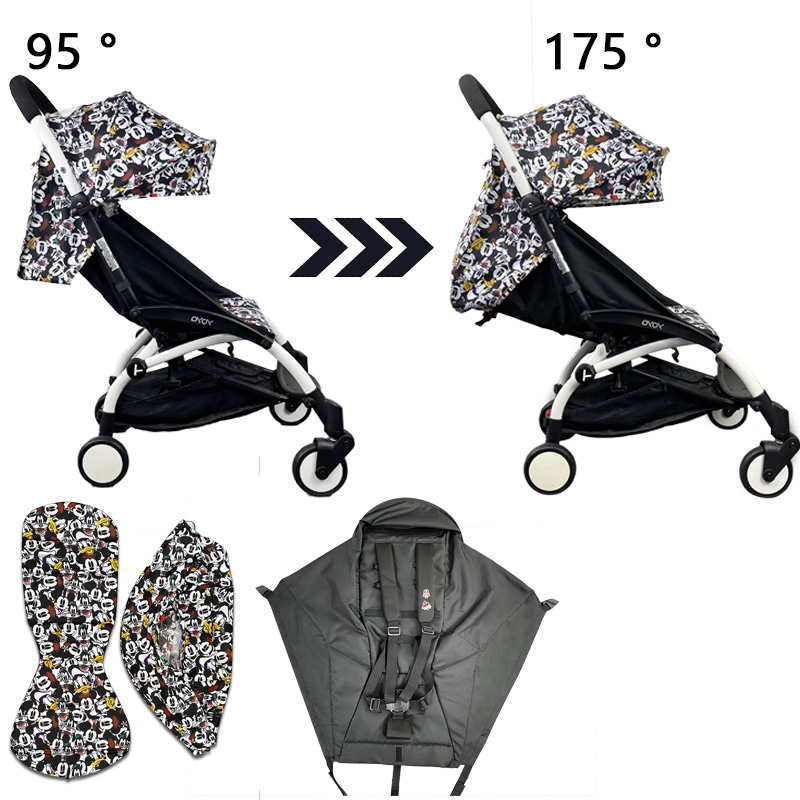 3 unids/set 175 accesorios de cochecito cubierta de dosel cojín de asiento para Babyyoya cubierta de sombrilla colchón de asiento con bolsillo con cremallera