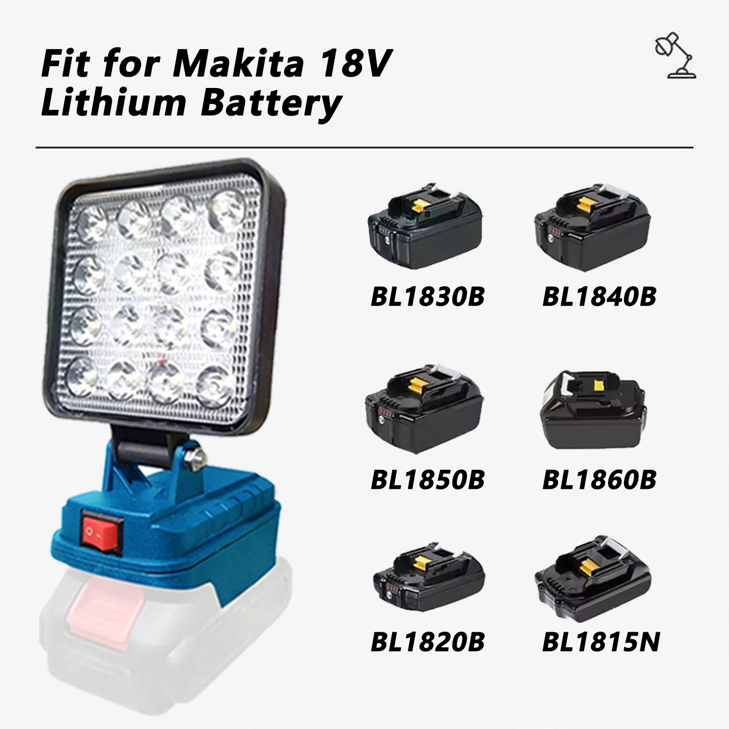 Makita 배터리 용 Led 라이트 4In 휴대용 스포트라이트 무선 야외 작업 낚시 휴대용 비상 도구 라이트 배터리 없음 USB 없음