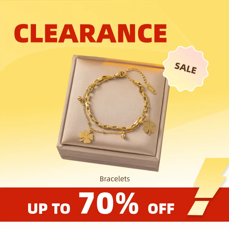 Clearance_Bracciali in acciaio inossidabile Trendy Fine Bell Trifoglie Ciondolo Perline Strato Catena Bracciale di moda per gioielli da donna Festiv