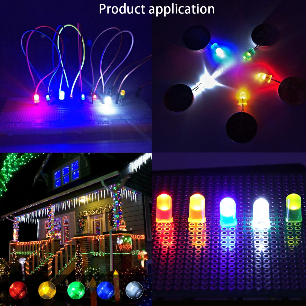 100/300/500PCS 3MM 5MM Light Emitting Diode Electronic Kit Box F3 F5 LED Diode Various Kits White Green Red Blue Yellow