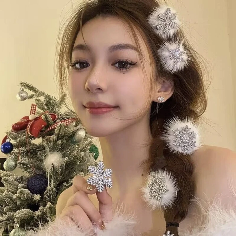 2 шт., женские заколки для волос в виде снежинок