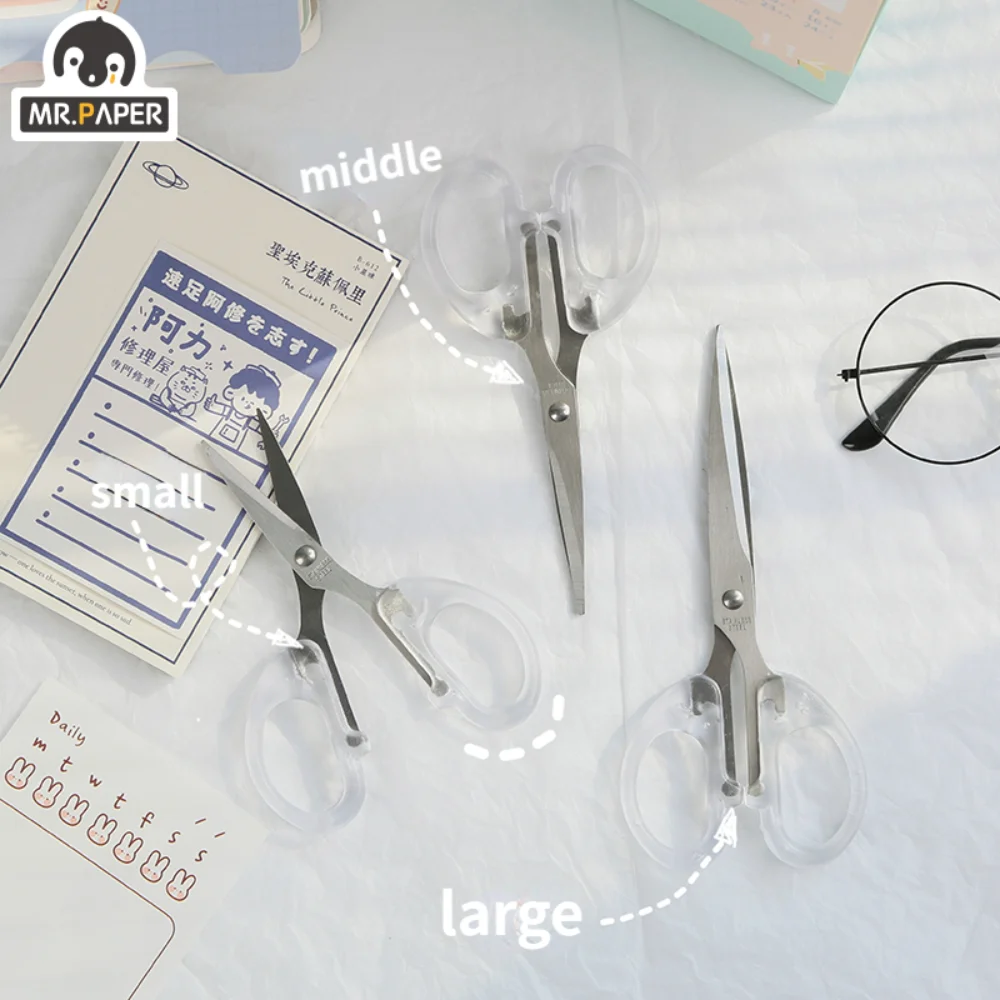 Mr. Paper 3 Style INS Style Transparent Scissors Creative Good-looking Student Desk Supplies Multi-Purpose Scissors Stationery
