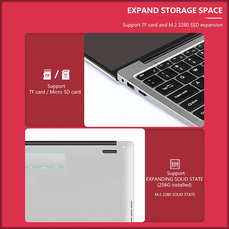 AKPAD Office Intel N4000 Laptop Windows 10 Pro Portátil de 14,1 pulgadas D4 8G RAM 128/256GB/512GB/1TB SSD Puerto HDMI