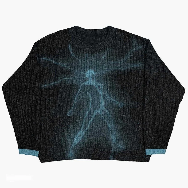 เสื้อสเวตเตอร์ถักลายผีเสื้ออะนิเมะเด็กผู้หญิงเสื้อสเวตเตอร์ Y2k ฮาราจูกุเสื้อสเวตเตอร์ขนสัตว์ของผู้ชายวินเทจสำหรับผู้หญิงสำหรับ2024ฤดูหนาว