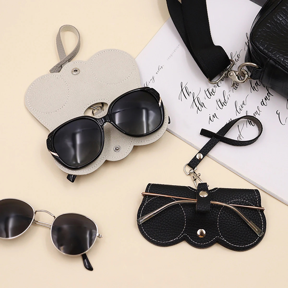 1pc Litchi Custodia per occhiali in rilievo Carino appeso Occhiali da sole in pelle PU Occhiali da lettura Borsa portaoggetti Porta occhiali da viaggio portatile
