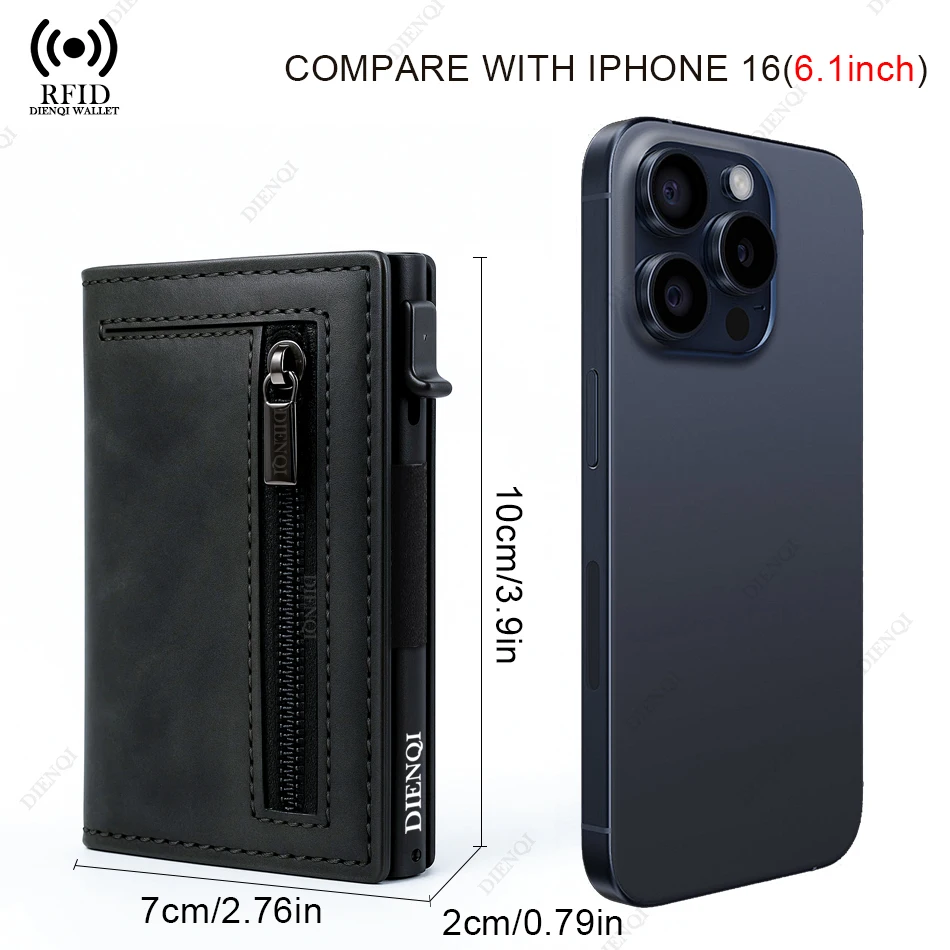 Luxury RFID Blocking ผู้ถือบัตรกระเป๋าสตางค์ผู้ชายเงินกระเป๋าโลหะผู้ถือบัตรเครดิตอลูมิเนียม Slim บางสมาร์ท Minimalistic กระเป๋าสตางค์