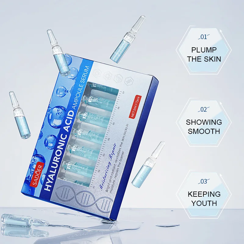 Sadoer Cura della pelle Siero liquido all'acido ialuronico Idratante viso Lifting Glow Up нити дляislavтяжки лица Dermapen Siero 2ml*7 pezzi