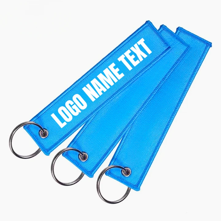 Aangepaste logo lint luchtvaart tas sleutelhanger print naam motorfiets borduurwerk singelband sleutelhanger personaliseren stof motor auto sleutelhanger