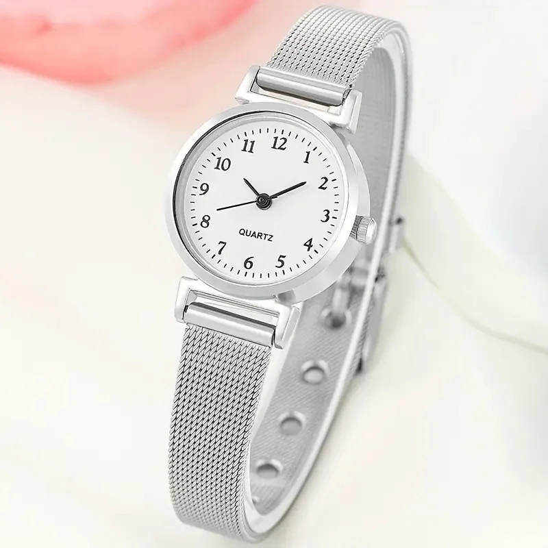 7 piezas reloj de mujer moda casual puntero redondo reloj de cuarzo y collar pulsera anillo pendiente conjunto
