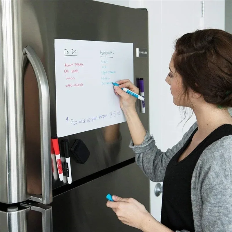 A3 A4 A5 Erasable Flexible Marker Fridge Magnet Magnetic WhiteBoard Dry Erase Board Refrigerator Sheet Kitchen Memo Grocery List