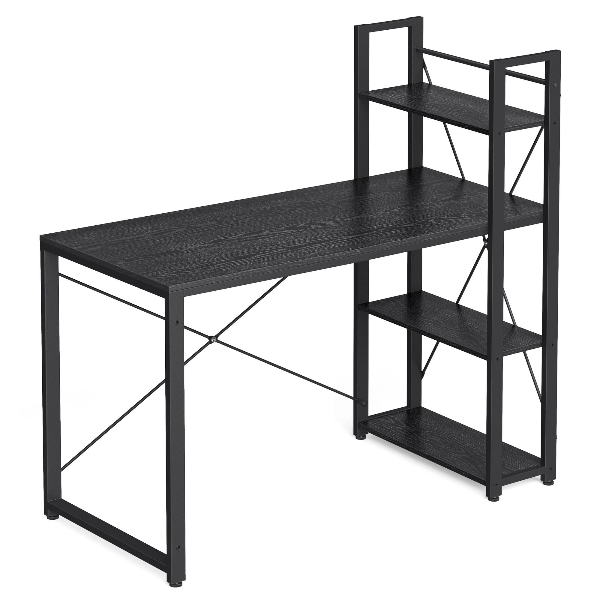 VASAGLE Schreibtisch Computertisch, 120 / 137,2 cm, mit Regalböden rechts oder links