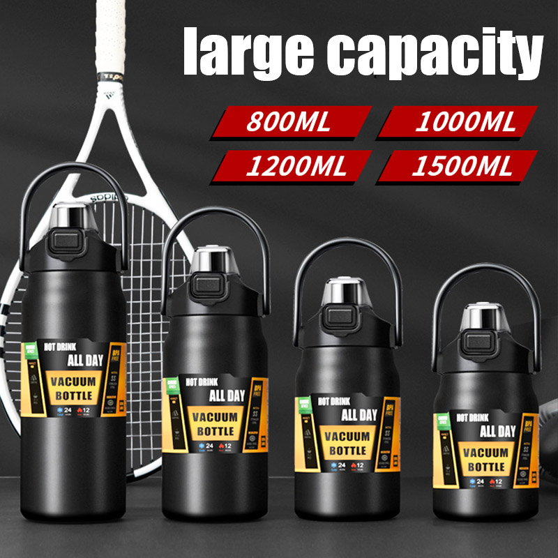 Botella Termo de acero inoxidable de 1500ML, termo portátil de gran capacidad, botella de agua termo, termos, frascos de vacío para exteriores