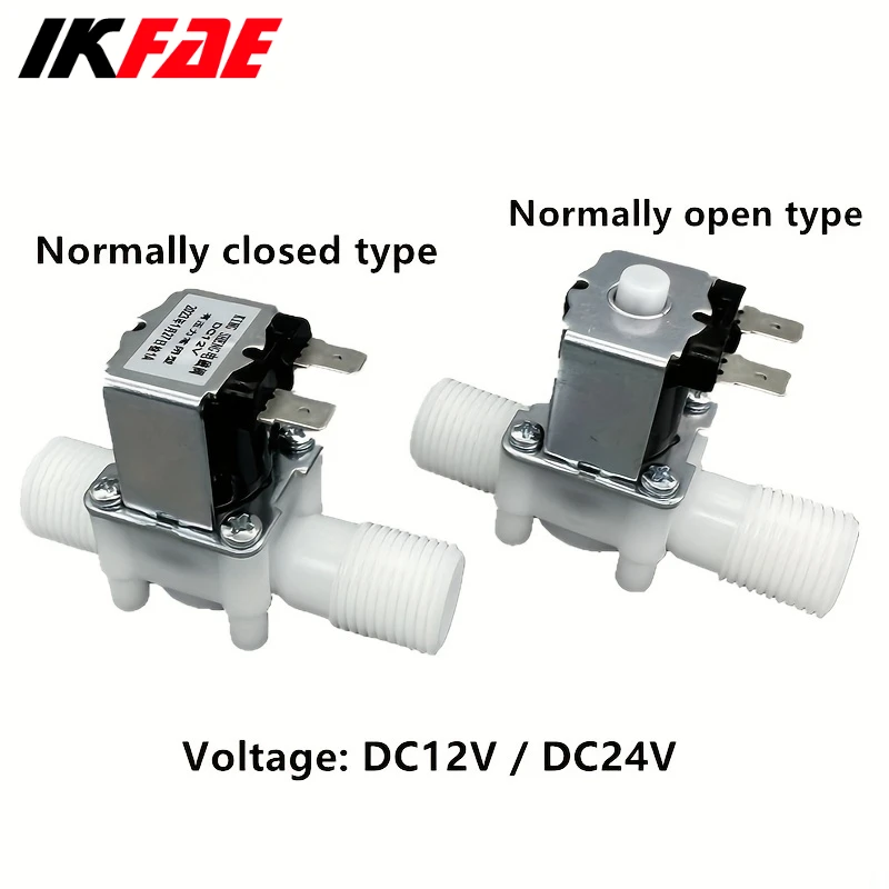 IKFAE 1/2" 3/4" Water Control Valve Controller DC 12V 24V AC220V Male Solenoid Valve Switch Normally Closed Normally Open