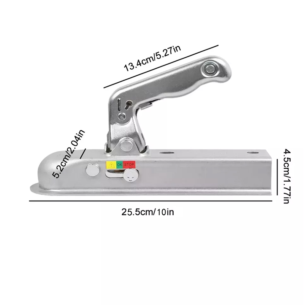 ユニバーサルトレーラーカップリングヒッチ 50 ミリメートルプレス鋼ブレーキなしトレーラー用最大 750 キロトレーラーヒッチ牽引カプラーマウント