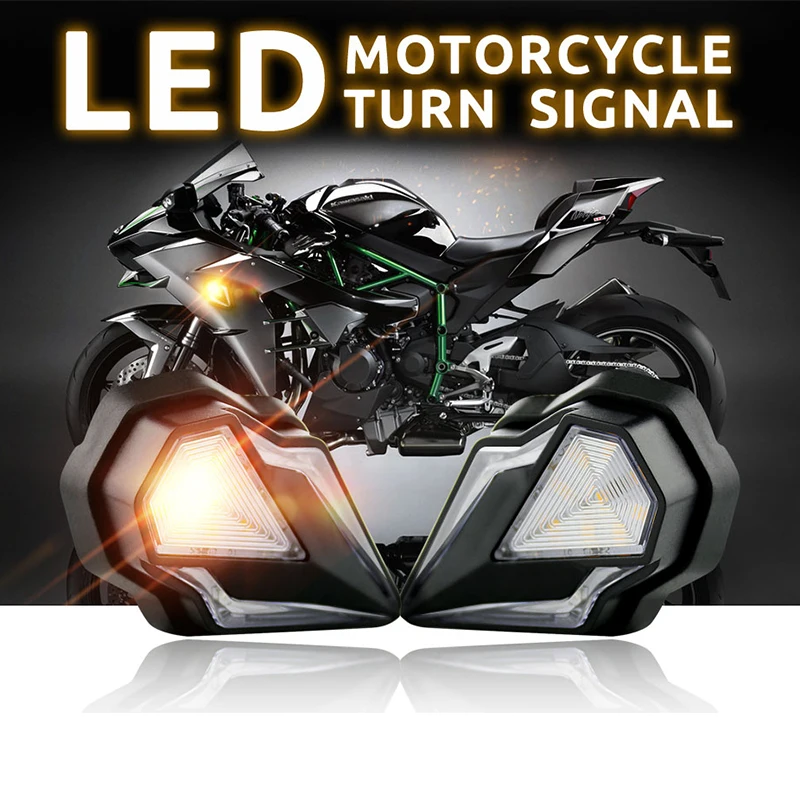 Flowing Motorcycle Flashing Signal Light, Drl Driving Lights para Scooter, ATV, Acessórios de Moto, Shield Style, 12V, 2pcs