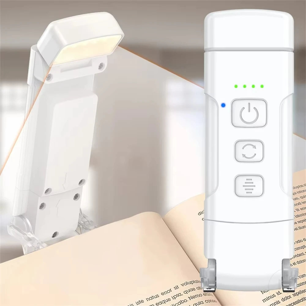 Lampada da libro con timer USB ricaricabile 3 colori e 5 luminosità Lampada da lettura con clip Lampada da lettura con luce notturna segnalibro