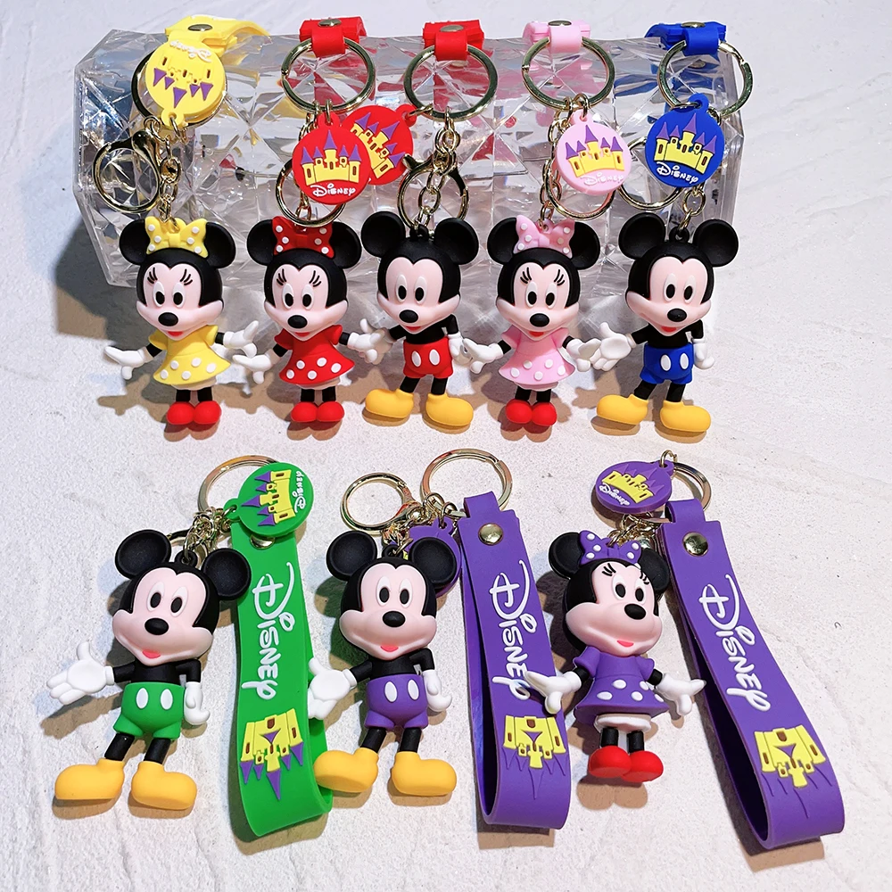 Christmas Gifts Disney Anime Mickey Keychain Cartoon Stitch Cute Minnie Keyring Student Bag Hanging All-match Car Key Chain