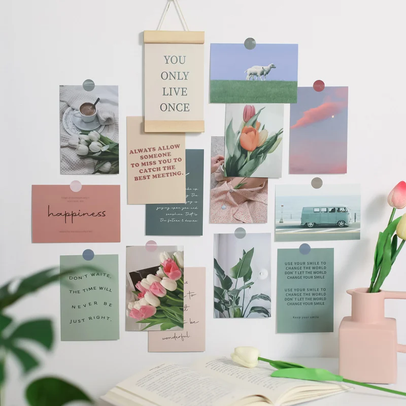 Ins Nordic ภาษาอังกฤษศิลปะโปสการ์ดความงามการ์ดตกแต่ง Diy พื้นหลัง Photo Props บัตรอวยพร 30 แผ่น