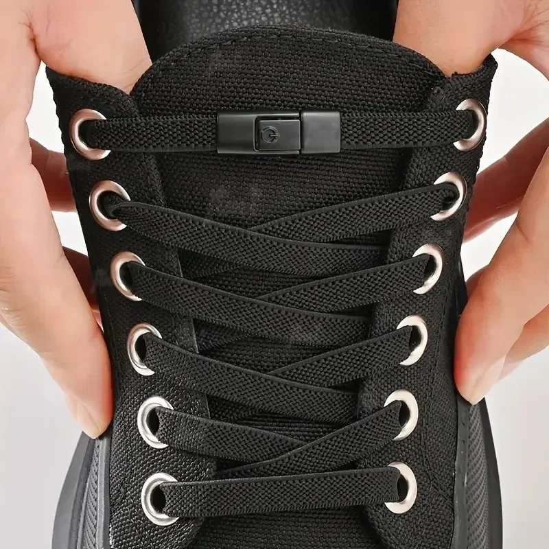 Cordones de zapatos sin cordones de 8MM 2024, cordones de bloqueo sin corbatas, cordones elásticos, zapatillas de deporte para niños y adultos, cordones planos ensanchados para zapatos