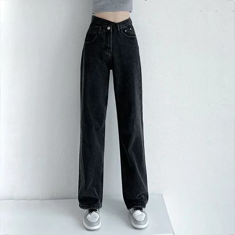 ZOENOVA Jeans Women Wide Leg Pants Mom Femme Black Blue Jeans High Waist Woman Trousers 2023 Odzież Pantalones Spodnie Damskie