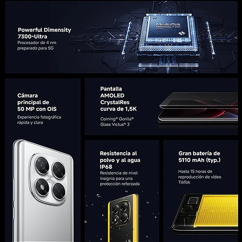 Estreno mundial POCO X7 versión Global Smartphone Dimensity 7300-Ultra 6,67 "1.5K AMOLED pantalla curva 45W Turbo carga NFC