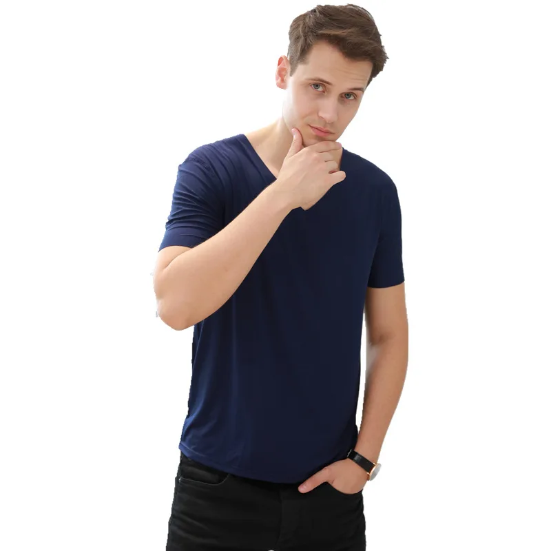 Nam Mùa Hè Của Băng Lụa Áo Tay Ngắn T Áo Sơ Mi Cổ Chữ V Bể Nam Thoáng Khí Mỏng Liền Mạch Áo Lót Thể Hình Singlets