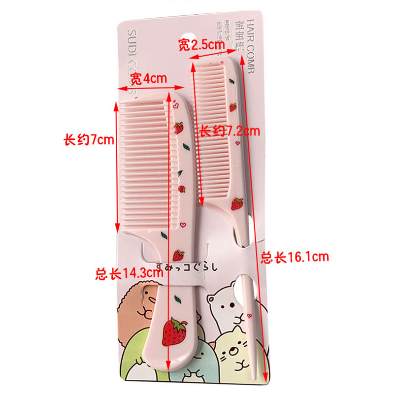 2 unids/set lindo niños suministros de peluquería peine antiestático cepillo de pelo de cola puntiaguda para niñas cepillo de pelo de fruta de fresa de dibujos animados