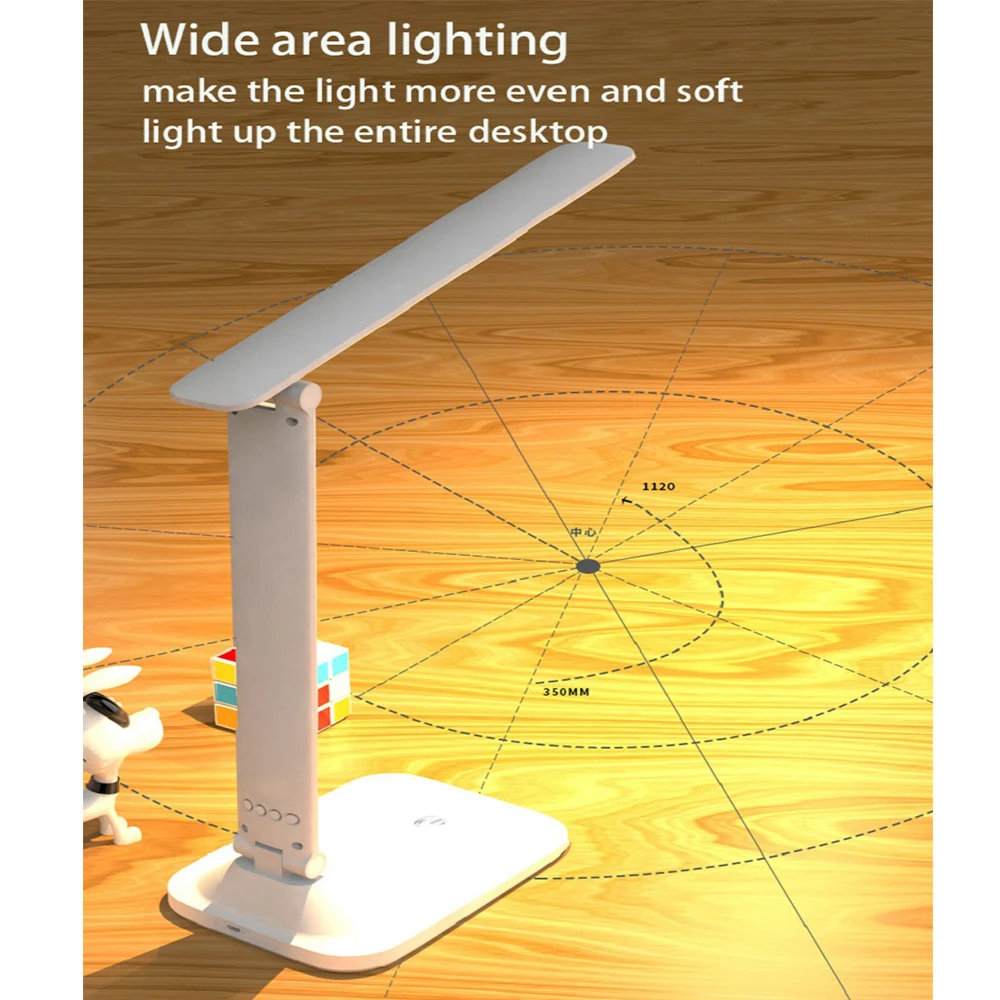 Nuova lampada da tavolo a LED Touch pieghevole USB ricaricabile con sveglia Termometro Luce notturna dimmerabile per lampada da lettura da studio da scrivania